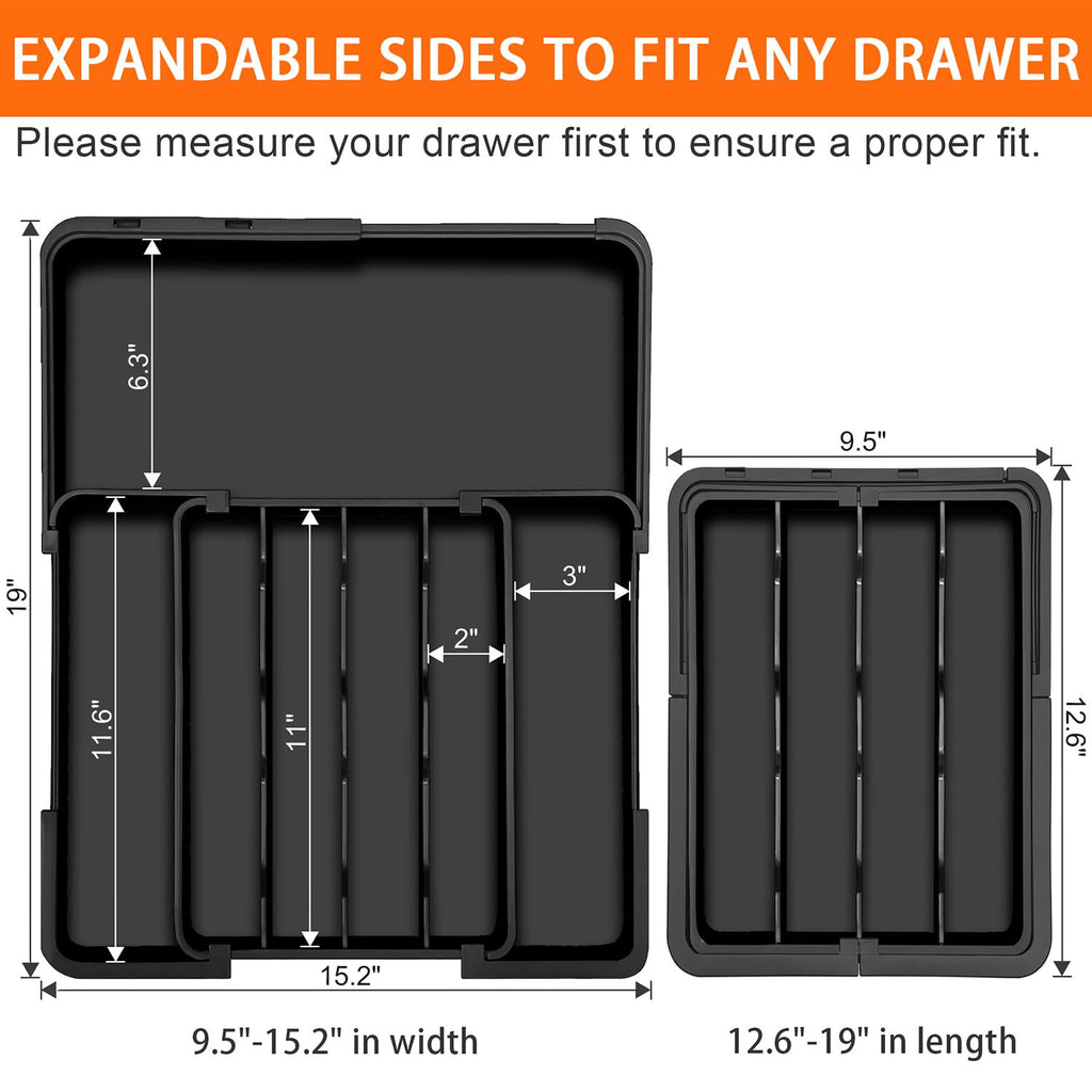 7-Section Expandable Drawer Divider, Black M385410