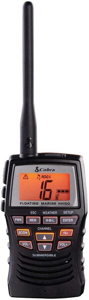 Handheld Floating VHF Radio, 6 Watt, Submersible, White M334365