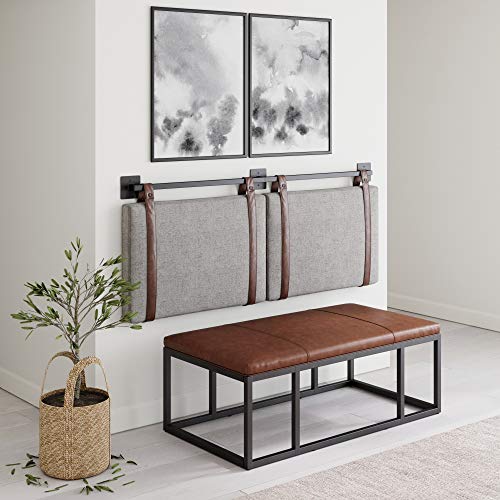Queen Brown Faux Leather Wall Mount Hanging Headboard U506110