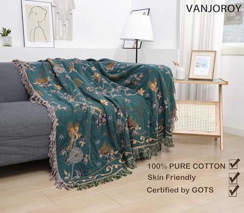 Beige 100% Organic Cotton Large Throw Blanket 80" x 90" D926439