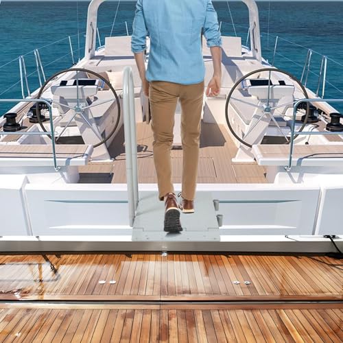 Silver Folding Dock Boarding Platform with Handrail M1220