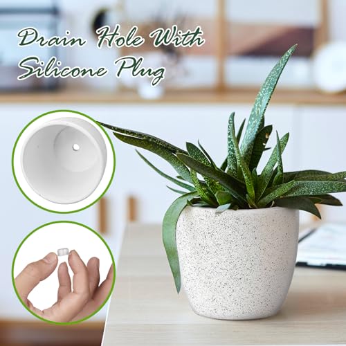 Ceramic Plant Pots Set of 3, Speckled White F104