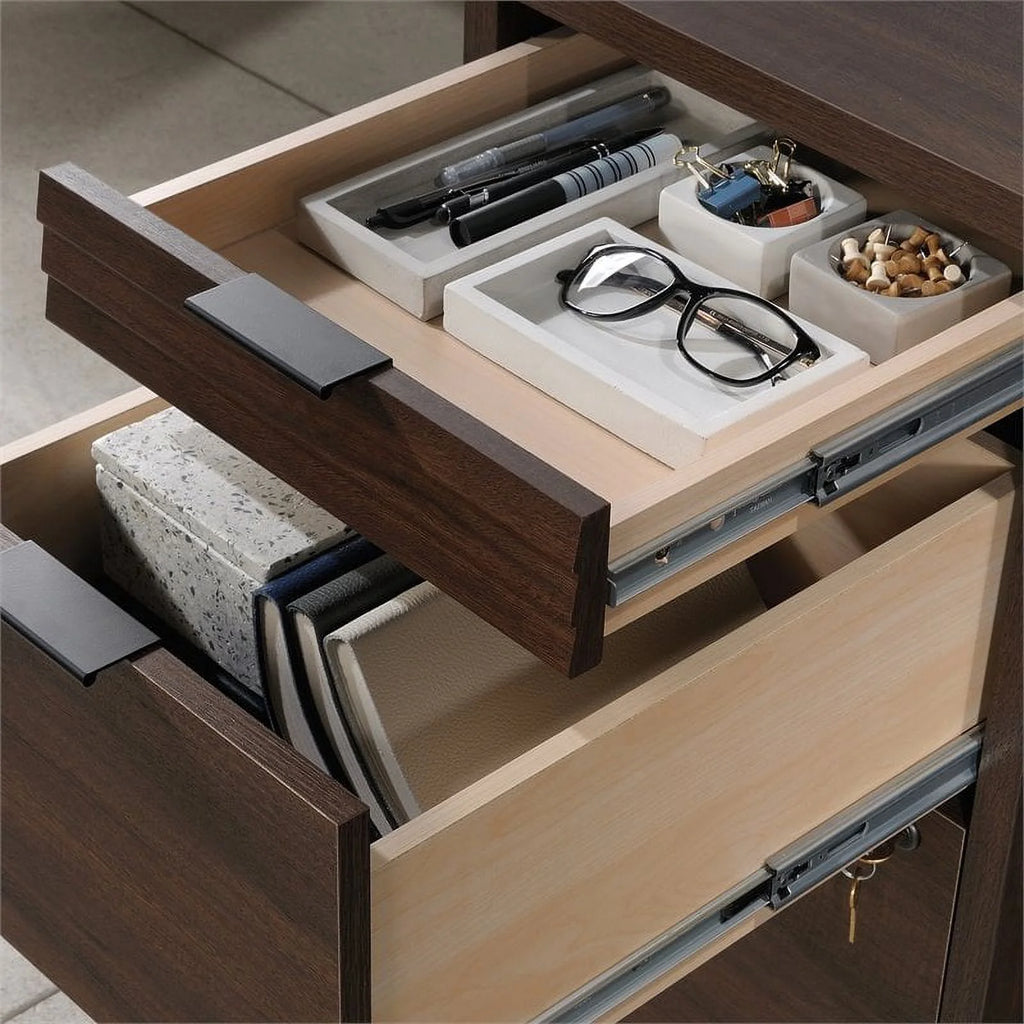 72" Wooden Computer Credenza Desk in Spiced Mahogany V43757