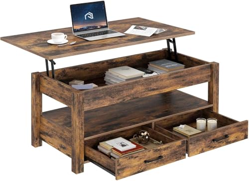 Lift Top Coffee Table with Drawers and Hidden Compartment G712