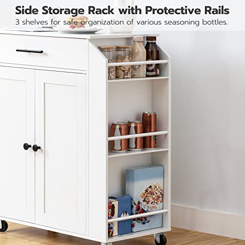 Natural and White Kitchen Island with Power Outlet and Drawer Z16608