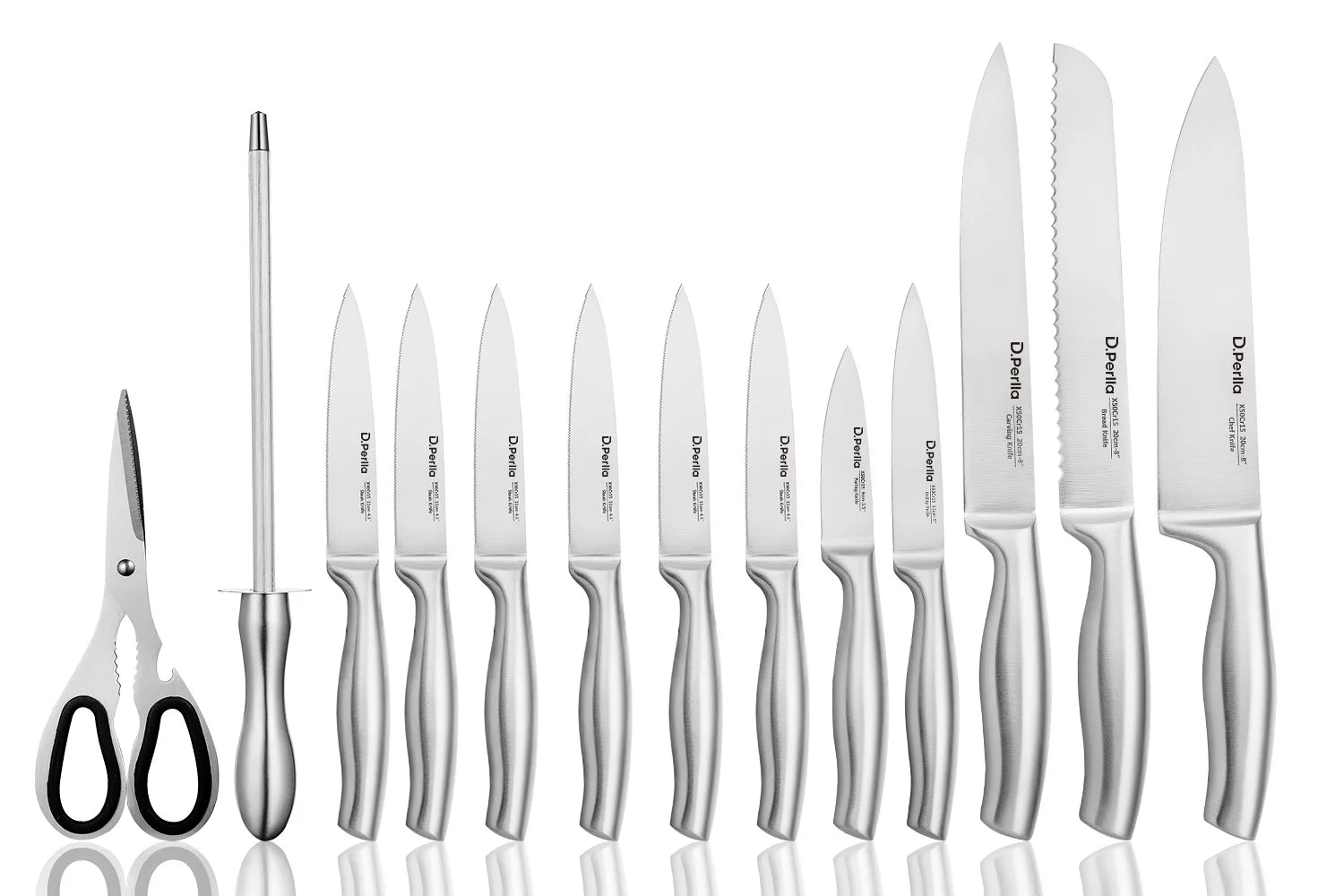 14 Piece High Carbon Stainless Steel Kitchen Knife Set with Acrylic Stand P588