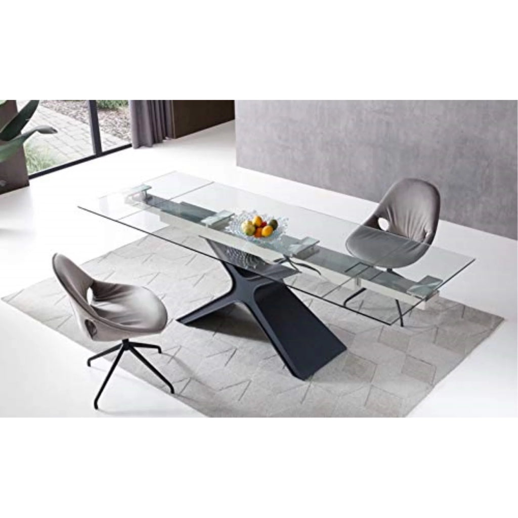 Tempered Clear Glass Extendable Dining Table I64502