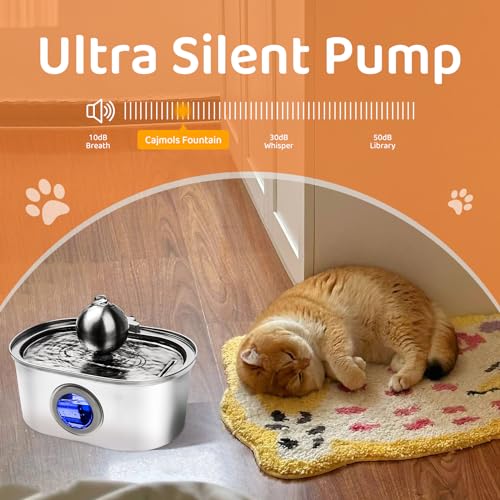 108oz/3.2L Stainless Steel Cat Water Fountain with Water Level Window I288401