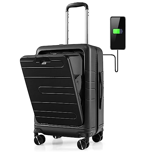 20 Inch PC Hardside Carry On Luggage with Front Pocket K2034