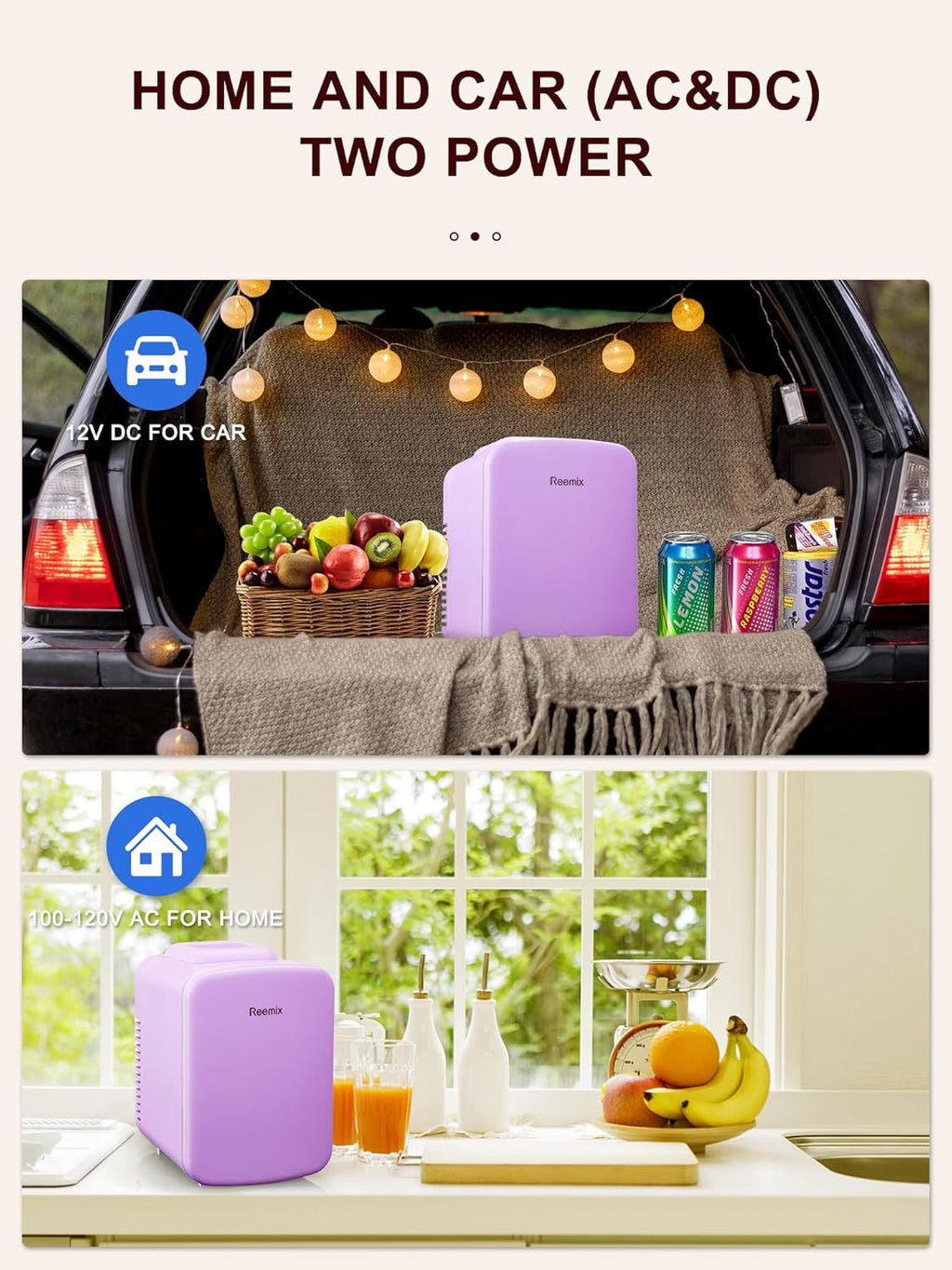 3.7 Liter 6 Can Portable Cooler Warmer Personal Refrigerator Freon-Free Purple F463066