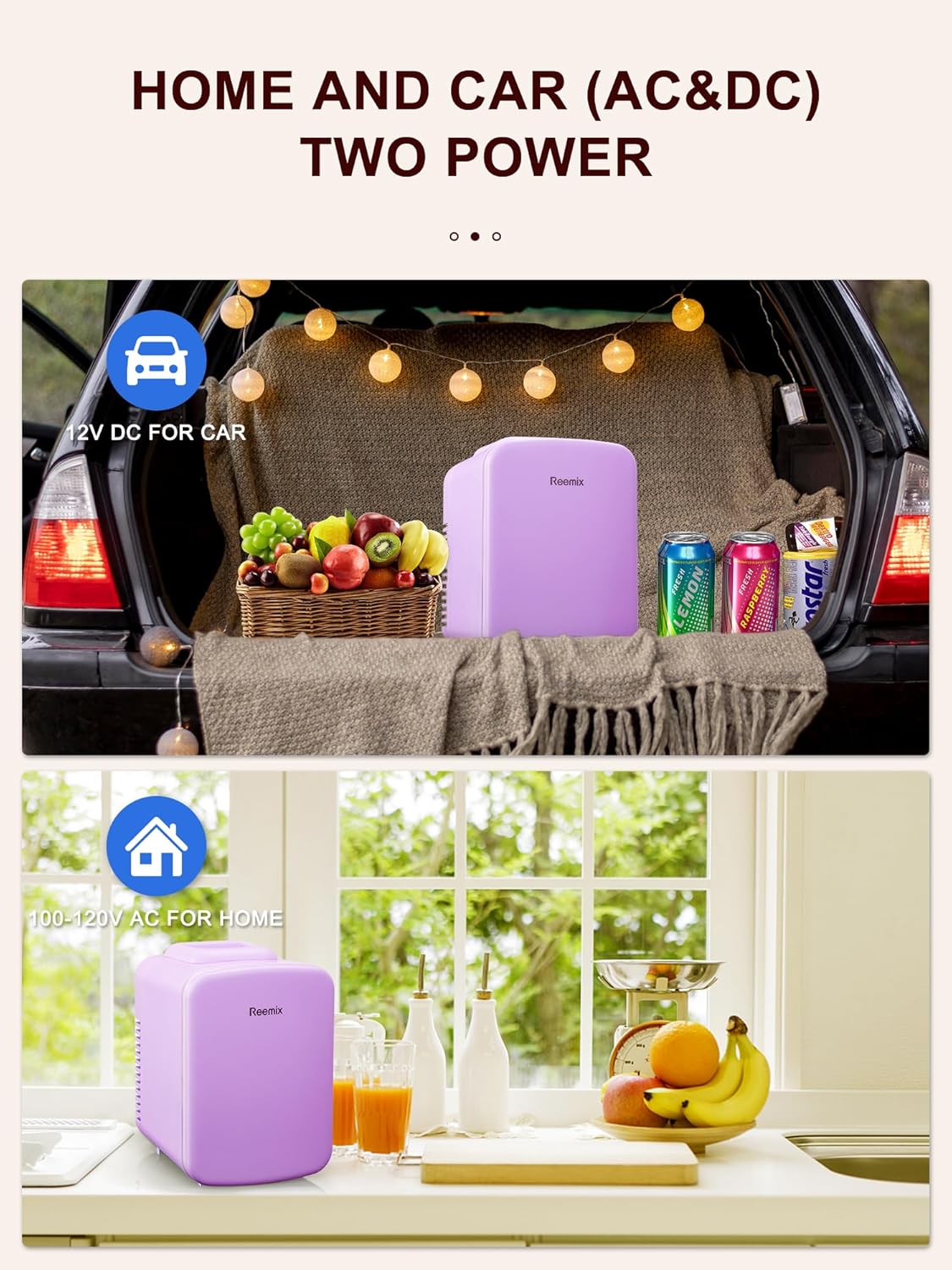 3.7 Liter 6 Can Portable Cooler Warmer Personal Refrigerator Freon-Free Purple F463066