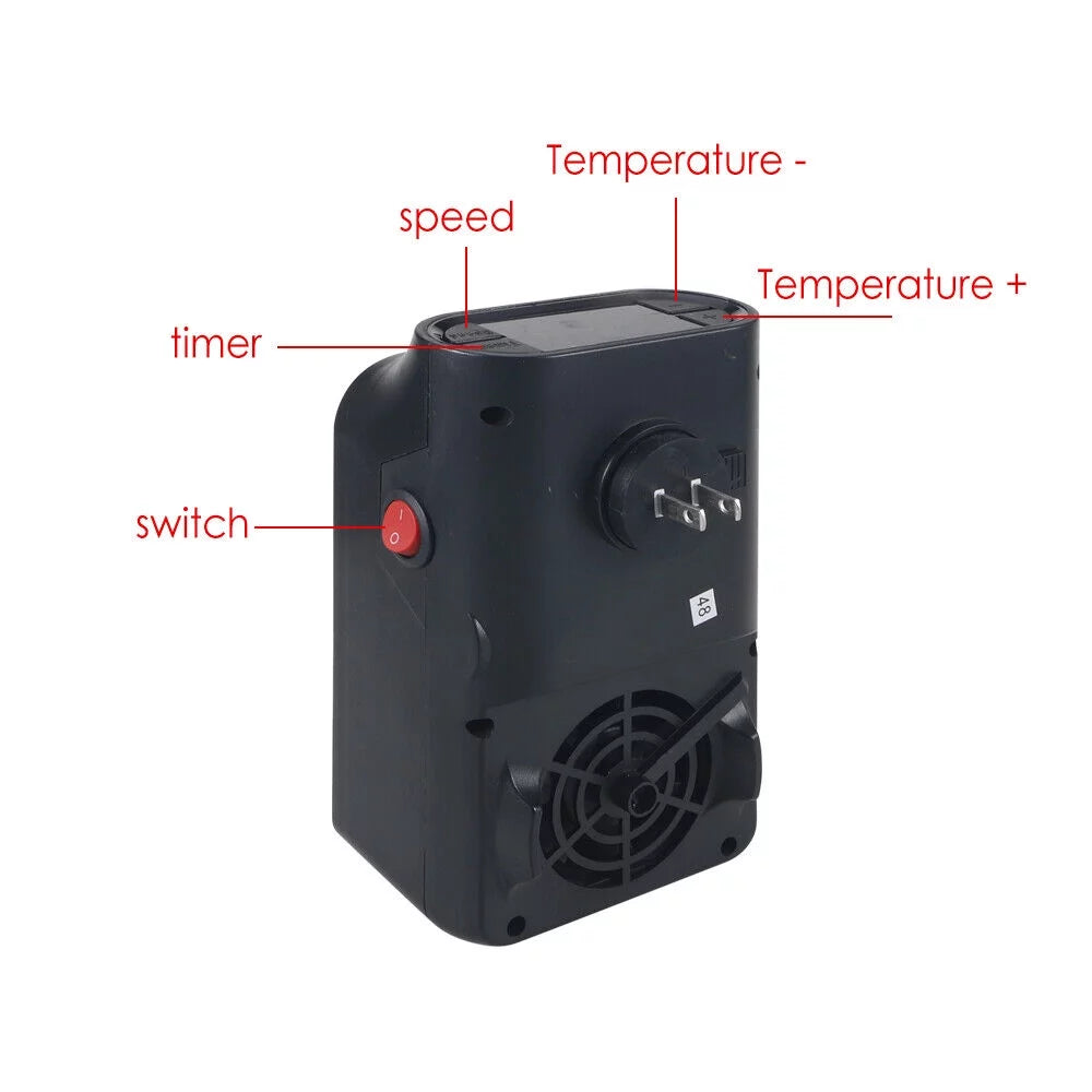 Compact Plug-in Wall Outlet Heater with Timer and Remote Control I9561