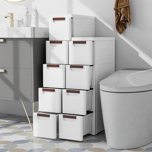 6 Drawers Narrow Plastic Rolling Utility Cart M7568