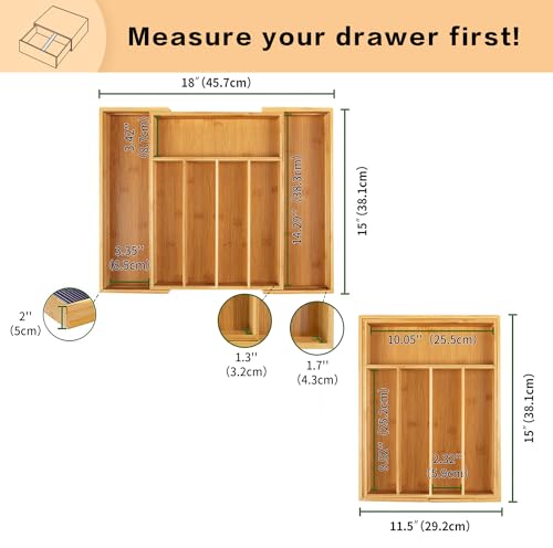 Bamboo Cutlery Tray Silverware Drawer Dividers Q463032