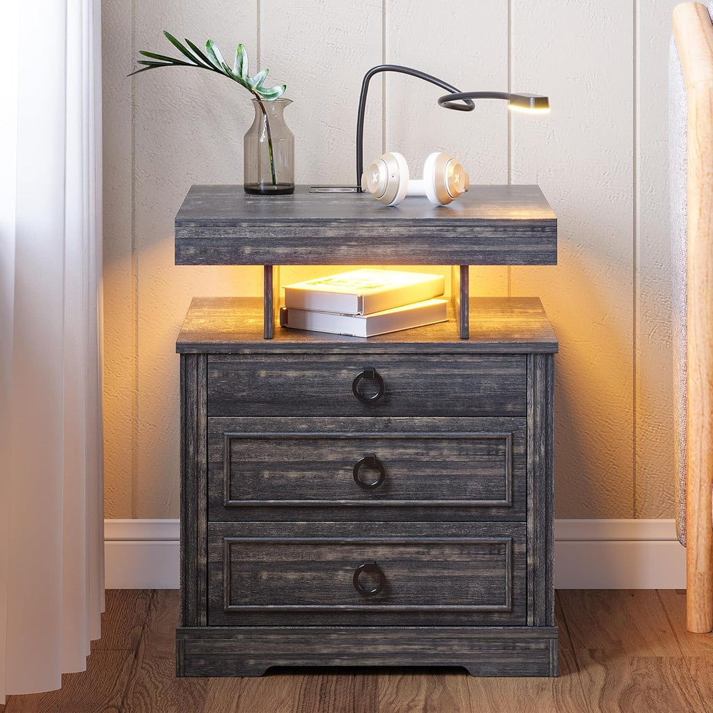 Rustic Brown Nightstand with 2 Drawers C3550