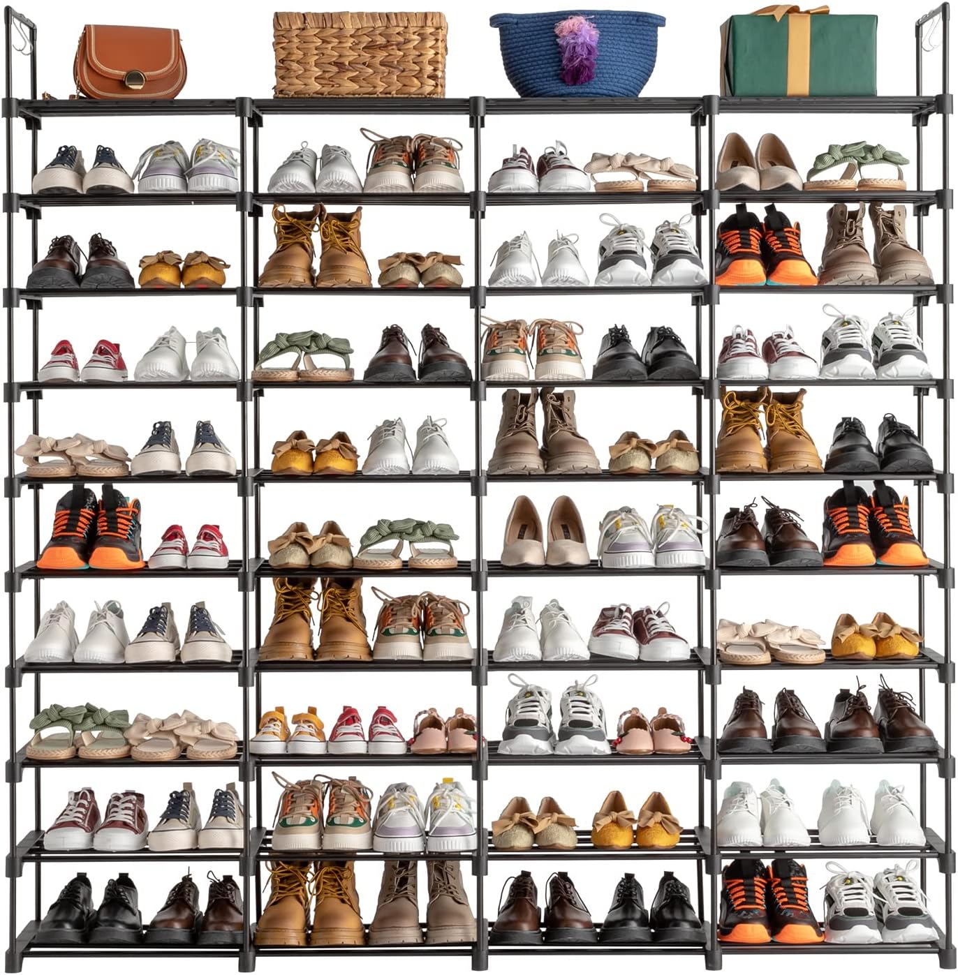 Black 80 Pairs Metal Shoe Rack Q2859