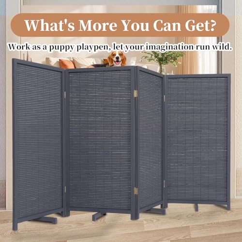 Hand-Made Bamboo 4 Panel Room Divider I6041