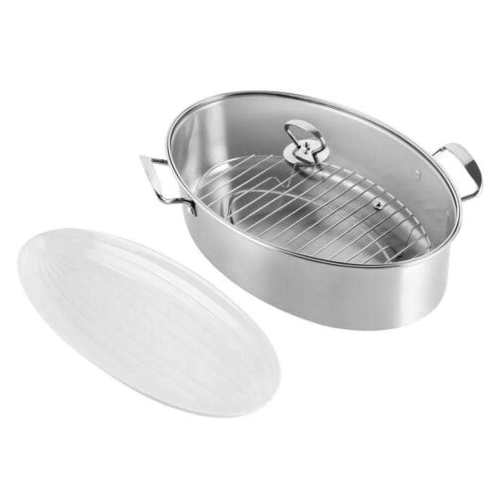 Stainless Steel Fish Steamer Pot with Glass Lid O29491