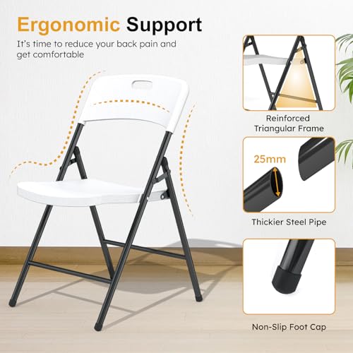 White Plastic Folding Chairs, 6 Pack N67884