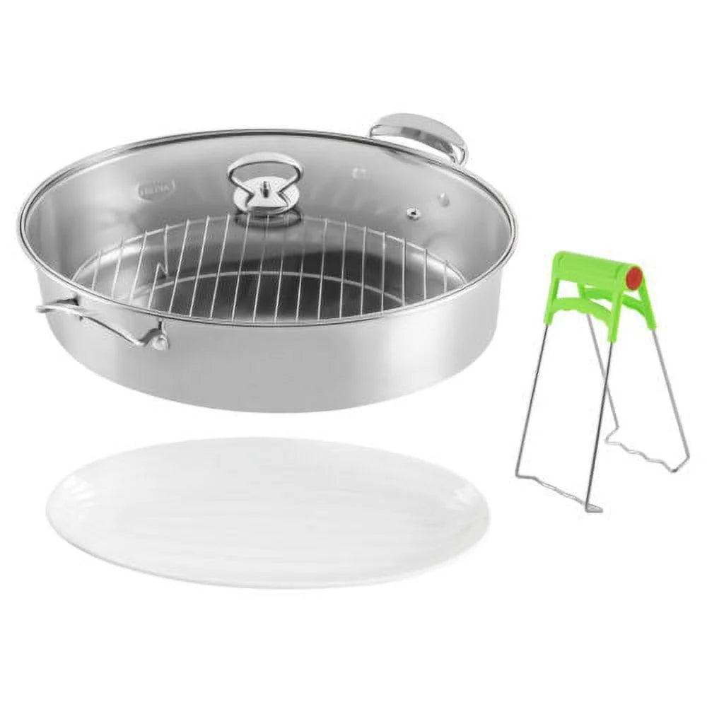 Stainless Steel Fish Steamer Pot with Glass Lid O29491