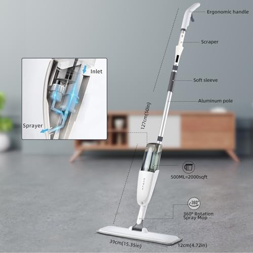 Microfiber Floor Mop with 4 Washable Pads W113