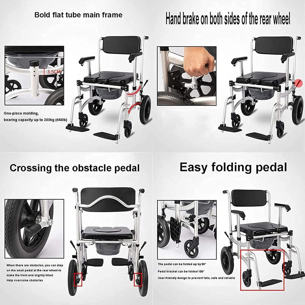 Aluminum Commode Shower Chair with Wheels G264638