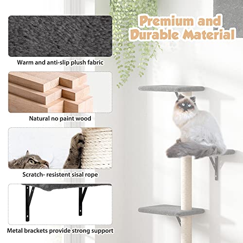 Gray 5 Piece Cat Shelves with Tree, Perch, Scratcher, Bridge & Condo U8091