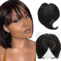 Dark Brown Silky Straight Hair Topper with Clips L554