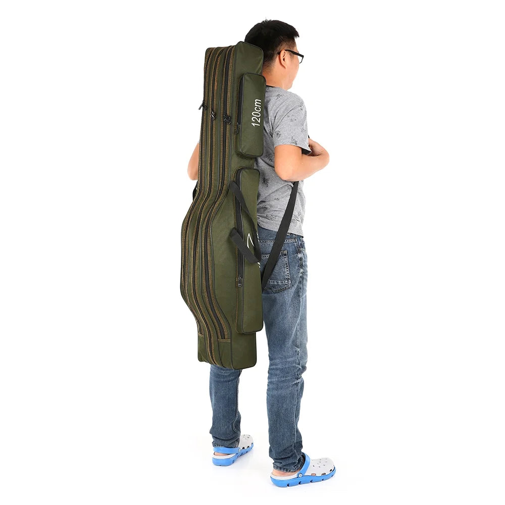 Portable Folding Fishing Rod Carrier Canvas Storage Bag Case H8085
