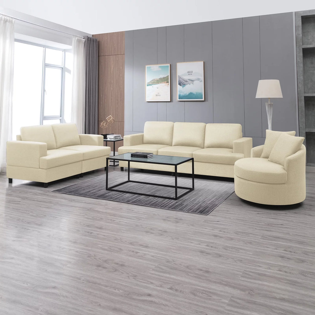 Beige Fabric 3-Seater Sofa J30464