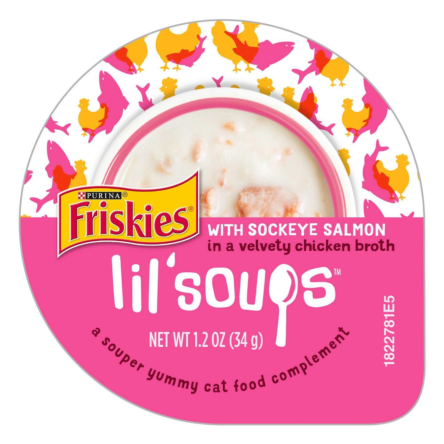 Lil' Soups with Sockeye Salmon in Chicken Broth Lickable Cat Food Topper, 1.2-oz cup, case of 8 T957830