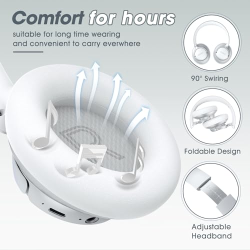 Hybrid Active Noise Cancelling Headphones with Transparent Modes, 70H Playtime Bluetooth Wireless with Mic, 3.5MM Cable, Soft Earpads, Fast Charging, Black T2183