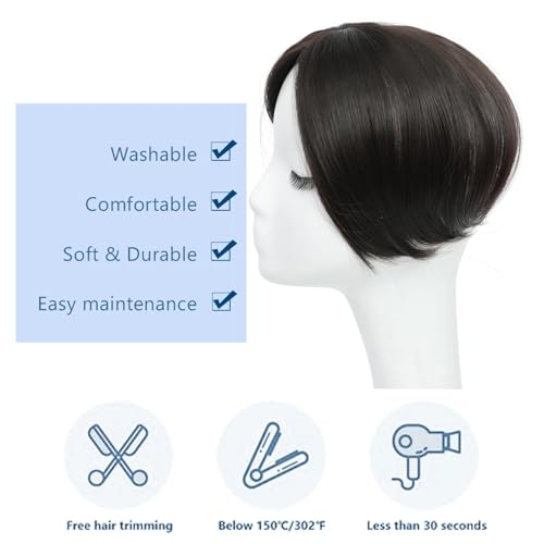 Dark Brown Silky Straight Hair Topper with Clips L554