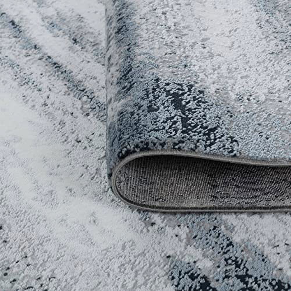 Modern Abstract Area Rug (8x10, Grey Navy) I485