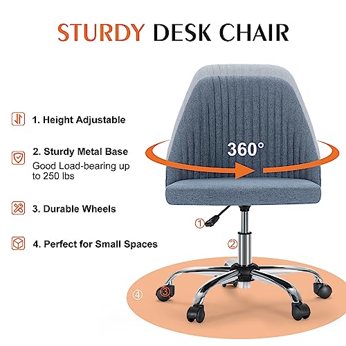 Armless Fabric Office Chair with Wheels Adjustable Swivel N291