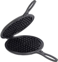 Cast Iron Waffle Maker, Two Piece Hinged Non-Electric Waffle Iron W9793