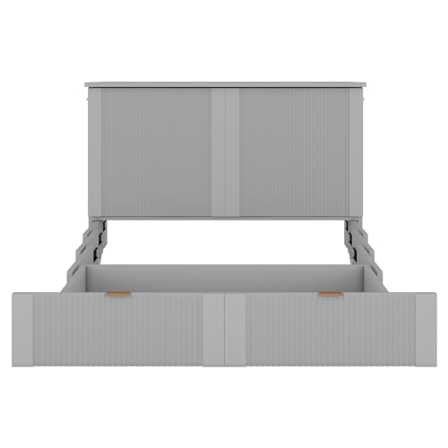 Gray Wood Murphy Bed with Storage Drawers N1485