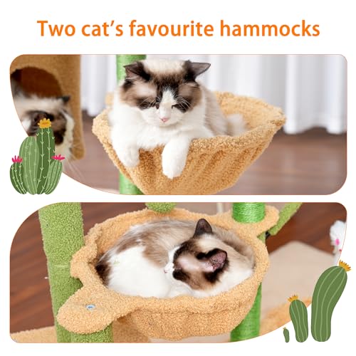 39.4 Inches Cat Tree with Scratching Post, Sisal Pole, Soft Platform, 2 Baskets and Dangling Toy N9954