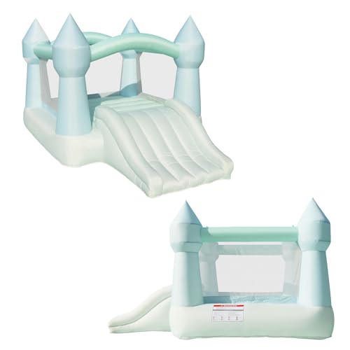 Pastel Bouncy Castle with Slide, 12 ft L x 9 ft W x 7 ft H, UL Blower Included O204