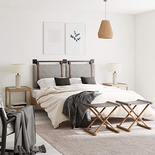 Queen Brown Faux Leather Wall Mount Hanging Headboard U506110