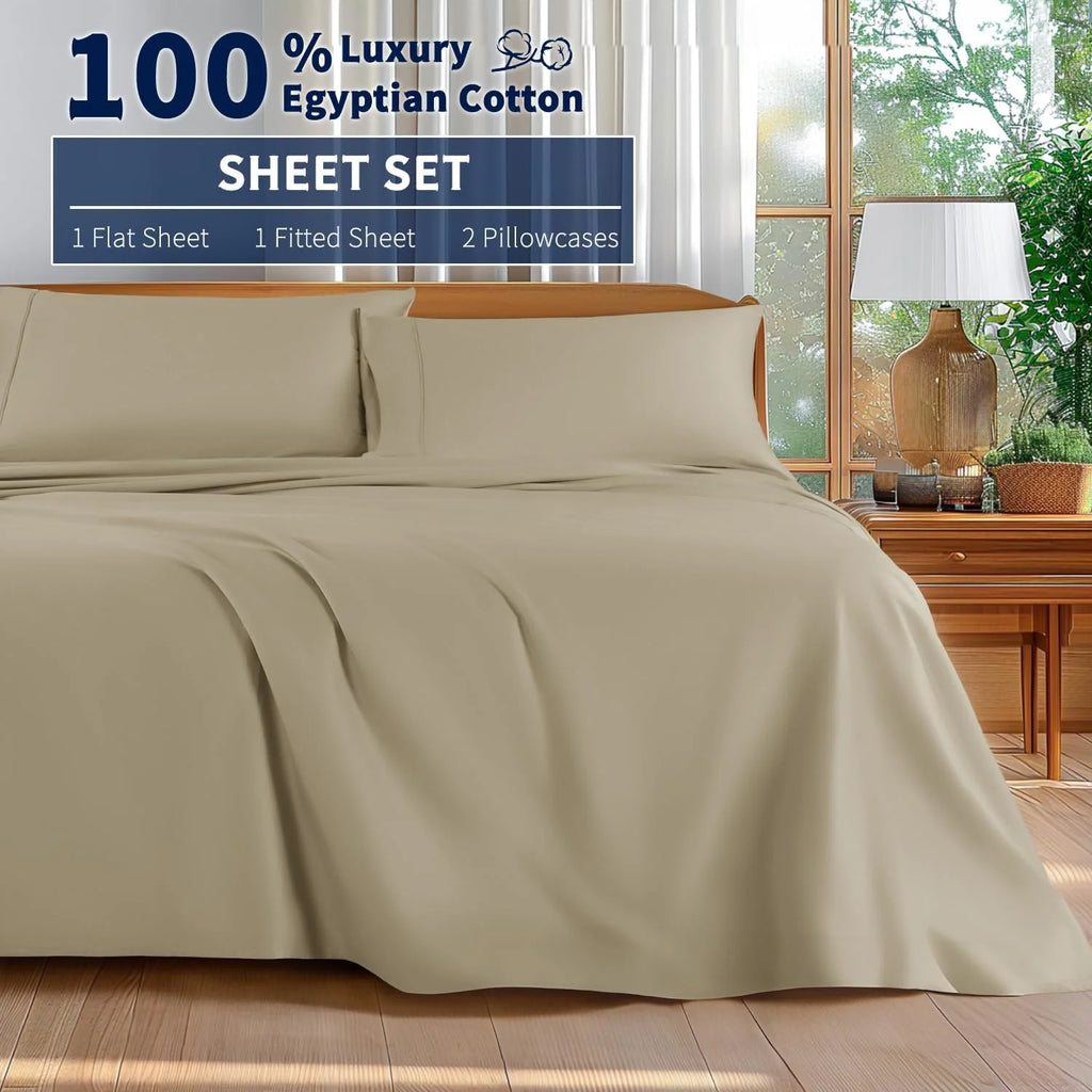 King Size 4-Piece 100% Egyptian Cotton Sheets Set B284