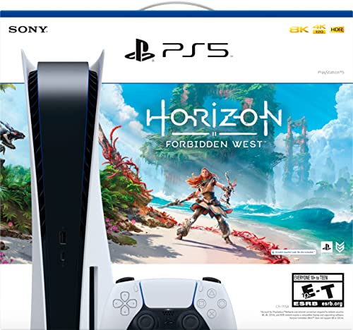 Playstation 5 Disc Version Console Horizon Forbidden West Bundle - 4K-TV Gaming, 16-GB GDDR6 RAM, 8K Output, WiFi 6, 825GB SSD M77137
