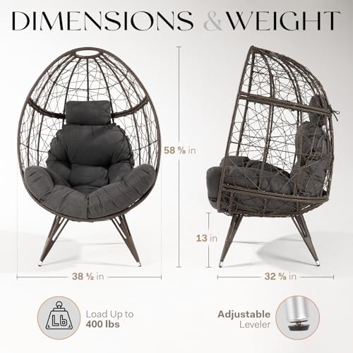 Black Wicker Egg Chair with Cushion D356