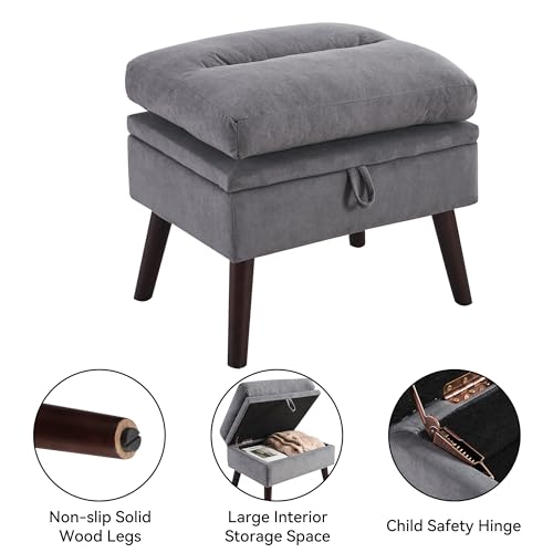 Beige Velvet Oversized Accent Chair with Ottoman T1758