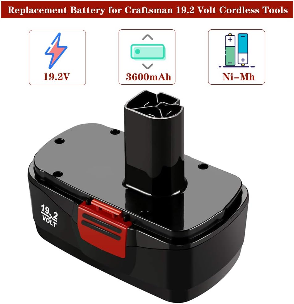 2 Pack 3600mAh Ni-Mh Replacement Battery for 19.2V Cordless Drill Batteries J89977