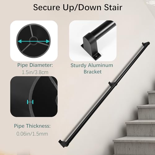 6ft Metal Stair Railing Handrail Kit W376
