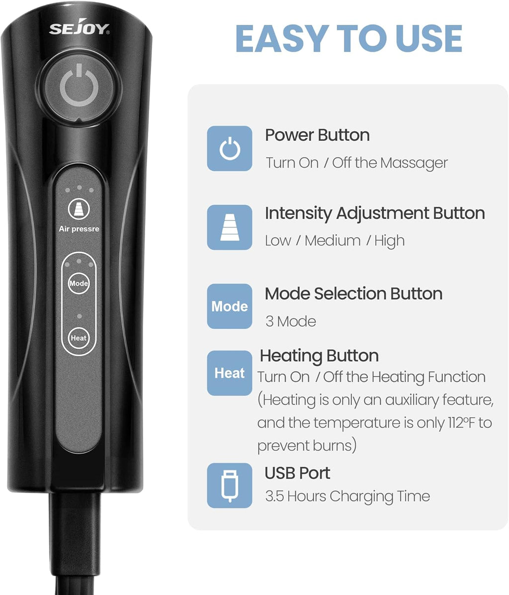 Leg Massager with Air Compression and Heat, Foot and Calf Massage Machine with Hand-held Controller X2856