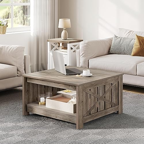 Brown Square Coffee Table with Storage I314034