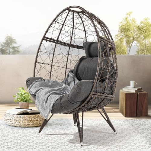 Black Wicker Egg Chair with Cushion D356