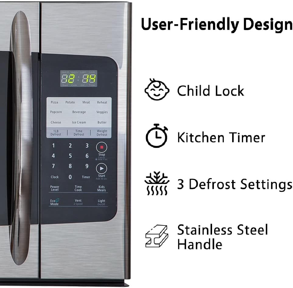 1.6 Cu.Ft. Over the Range Microwave 30 Inch with Vent, Smudge-Proof Stainless Steel Y191